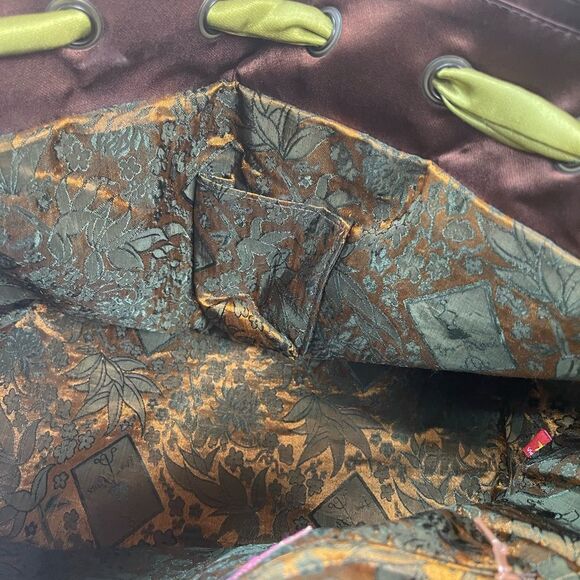 Ipa-Nima fabric green& Brown Floral embroidery medium shoulder bag bohemian look - Picture 15 of 16